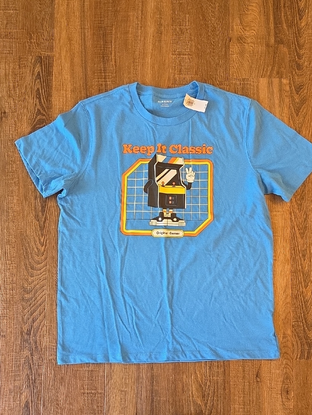 Old Navy Blue Mens Small Tee with Retro Arcade Graphic. NWT